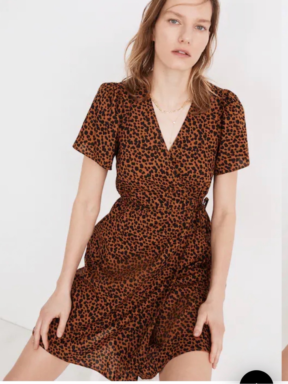 Madewell Painted Leopard Flutter Sleeve Wrap Mini Dress M